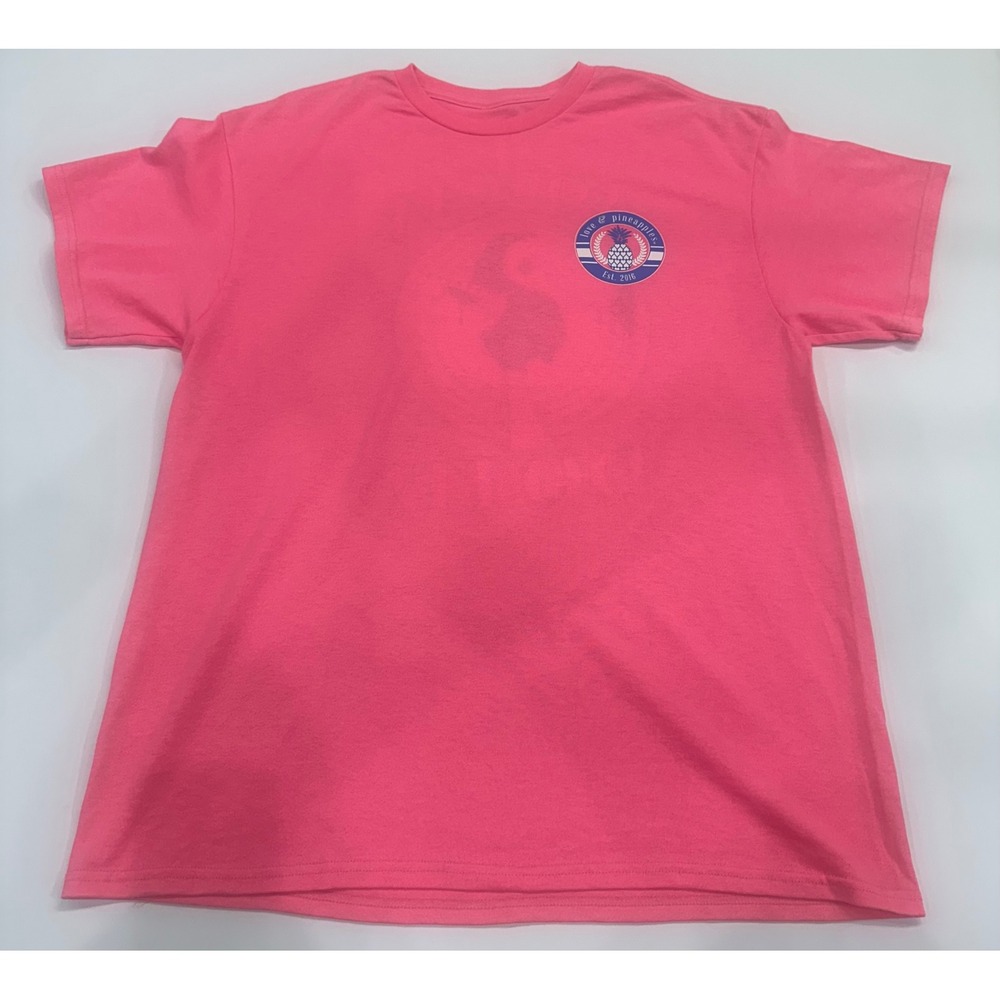Love & Pineapples Toucan Do It Graphic T-Shirt Pink Women Large Short Sleeve Tee